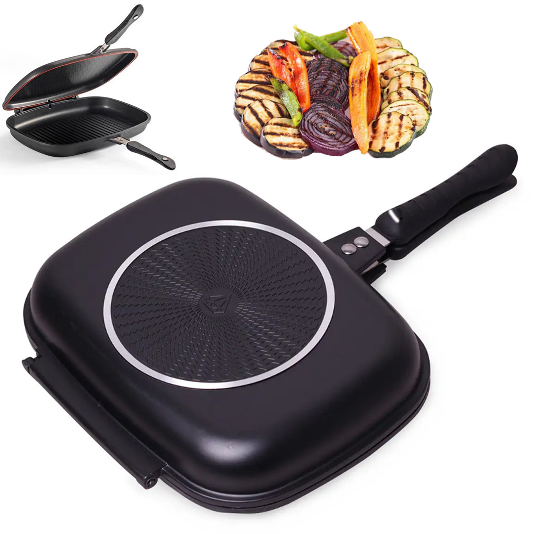 Сковорода-гриль подвійна з антипригарним покриттям Double grill PAN Сковорода для кухні 32 см