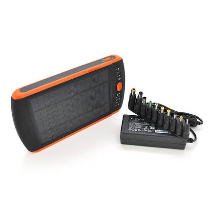 Power bank 23000 mAh Solar, Flashlight, Input:15-20V/2A, Output:5V/2,1A(USB), For Laptop charger, rubberized, фото 1