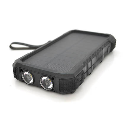 Power bank 20000 mAh Solar, Type-C/PD/QC3.0, ударо захищений прогумований корпус, Black, Corton BOX, фото 1