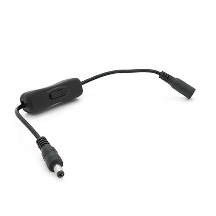 Подовжувач живлення для камер відеоспостереження DC-F => DC-M (D 5,5x2,5мм) с включателем Black, фото 1