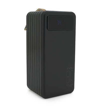 Powerbank TX-80 80000mAh, кабеля USB: Micro, Lighting, Type-C, White/Black, (1460g), Blister, фото 1