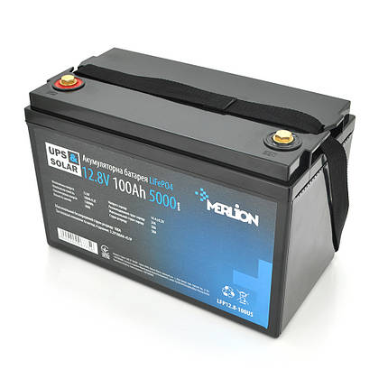 Літій-залізо-фосфатний акумулятор Merlion LiFePO4 12.8V 100AH,(330x173x220), до 5000 циклів, фото 1