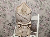 Конверт на выписку бежевый одеяло плед коляску кроватку новорожденному малышу подарок мальчику девочке 00194
