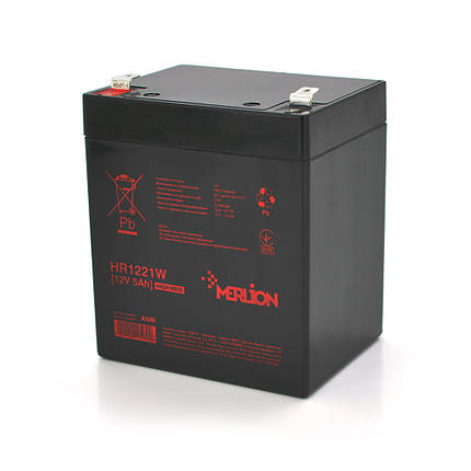Акумуляторна батарея MERLION HR1221W, 12V 5Ah ( 90 х 70 х 100 (105) ), фото 1