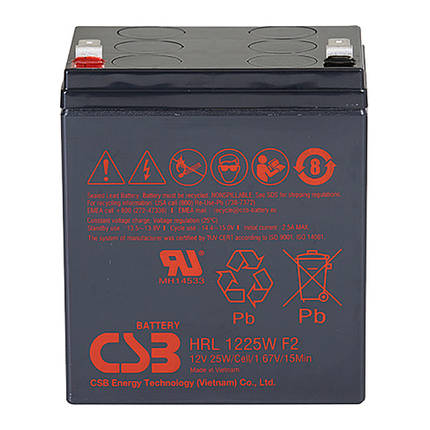 Акумуляторна батарея CSB HRL1225WF2, 12V 5.8Ah (101х70х90мм), фото 1