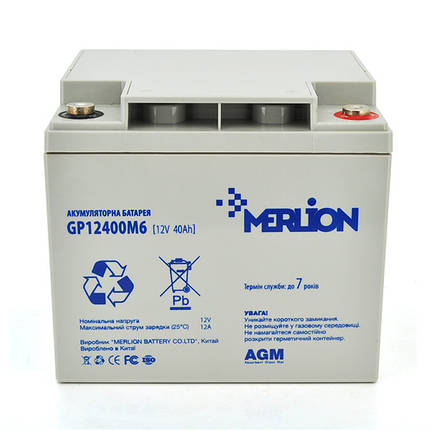 Акумуляторна батарея MERLION AGM GP12400M6 12 V 40 Ah ( 196 x 165 x 175  ) Q1, фото 1