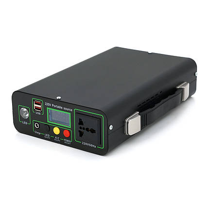 Портативний PowerBank KY-256WH, 220V/20A, 1*AC/220V+1*DC/12V+2*USB/5V, LED + перехідник, фото 1