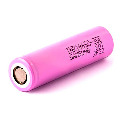 Акумулятор 18650 Li-Ion Samsung INR18650-35E, 3350mAh, 8A, 4.2 / 3.6 / 2.5V, PINK, 2 шт. в упаковці, ціна за 1, фото 1