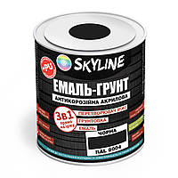 ЭМАЛЬ ГРУНТ 3 в 1 акрил-полиуретановая шелковисто-матовая Skyline RAL 9004 Черная 0,9 кг