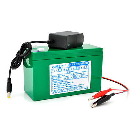 Акумуляторна батарея літієва QiSuo 12V 6A з елементами Li-ion 18650 (150X64,5X97,7) + зарядний пристрій 12.6V, фото 1