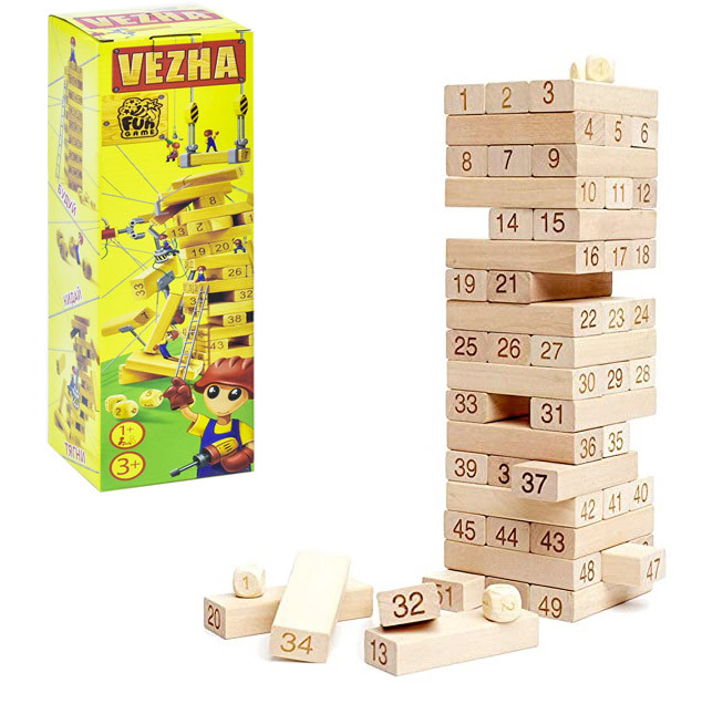 Настільна гра "Вежа" 4Fun Game Club, настільна гра для всієї родини, дерев'яна гра (OG7358)