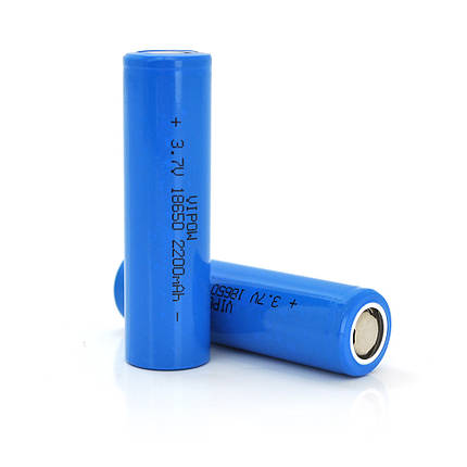 Акумулятор 18650 Li-Ion Vipow ICR18650 FlatTop, 2200mAh, Blue, фото 1