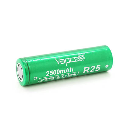 Акумулятор 18650 Li-Ion Vapcell INR18650 R25, 2500mAh, 20A, 4.2/3.6/2.5V, Green, фото 1