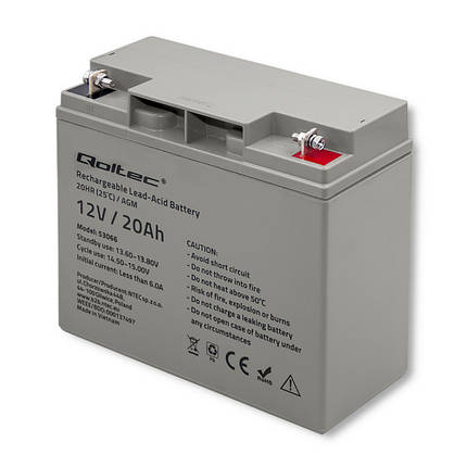 Акумуляторна батарея AGM Qoltec QLT1220B, Grey Case, 12V 20.0Ah (181 х 77 х 167) Q2, фото 1