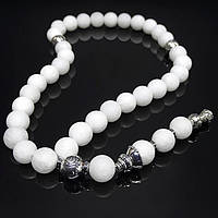 Чітки з натурального каменю Нефрит білий 33 намистини