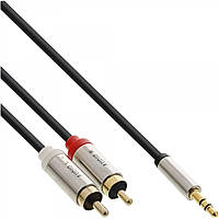 InLine® Basic Slim Audio Cable 3,5 мм M до 2x RCA M, 1 м