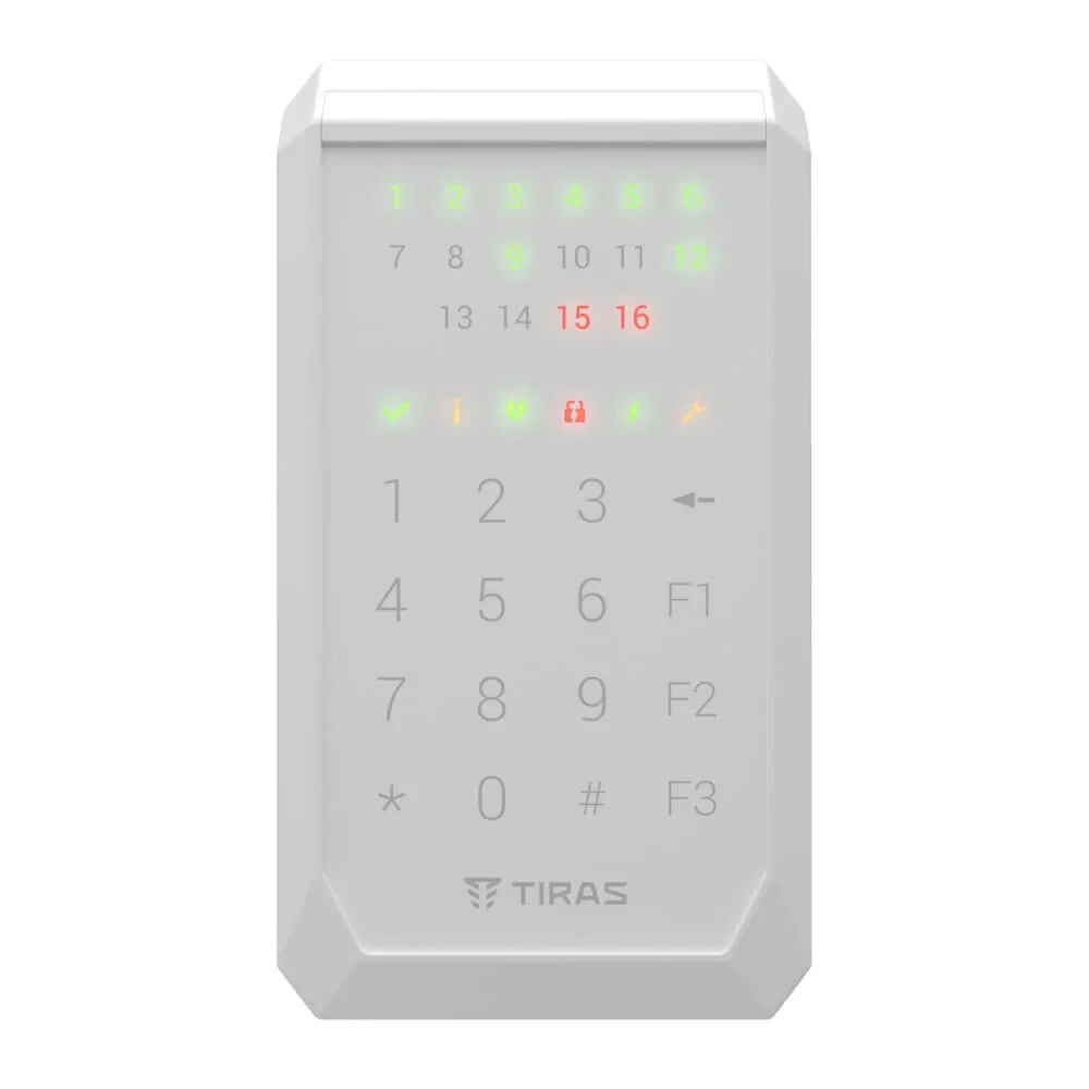 Клавіатура Tiras K-PAD16+ White на 16 індикаторів зон з вбудованим зчитувачем NFC/Mifare - фото 4 - id-p1883856042