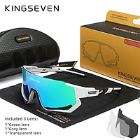 Солнцезащитные очки для горно-лыжного и велоспорта LS910 KINGSEVEN DESIGN Белый/Зерёный