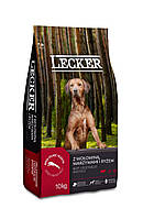 Повноцінний сухий корм для дорослих собак з яловичиною, овочами та рисом Lecker (Леккер), 10 кг