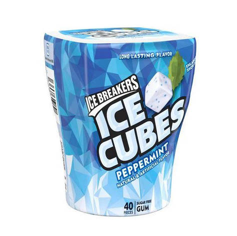 Жувальна гумка "Перша М'ята" ICE BREAKERS ICE CUBES Pepermint Sugar Free Chewing Gum 40 шт., фото 1