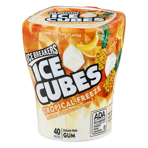 Жувальна гумка "Тропічна свіжість" ICE BREAKERS ICE CUBES Tropical Freeze Sugar Free Chewing Gum 40 шт., фото 2