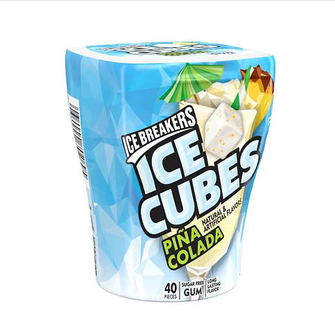 Жувальна гумка "Піна Колада" ICE BREAKERS ICE CUBES Pina Colada Sugar Free Chewing Gum 40 шт., фото 1