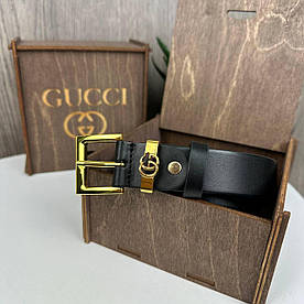 Шкіряний жіночий класичний ремінь поясний стиль Gucci. Якісний пояс чорний натуральна шкіра