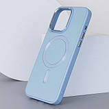 Шкіряний чохол Bonbon Leather Metal Style with MagSafe для Apple iPhone 15 Plus (6.7") Блакитний / Mist blue, фото 4