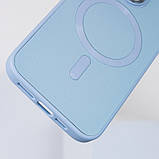 Шкіряний чохол Bonbon Leather Metal Style with MagSafe для Apple iPhone 15 Plus (6.7") Блакитний / Mist blue, фото 5