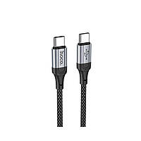 Кабель HOCO X102 Type-C to Type-C 3A, 1m, nylon, aluminum connectors, Black