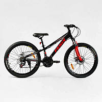 Велосипед спортивний Corso 24" FENIX 21 швидкість 11'' Black and Red (138034) z117-2024