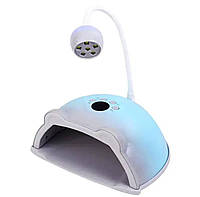 Профессиональная UV/LED 2 в 1 лампа HS887 для сушки гель-лака и лампа-фонарик для сушки типс, 48Вт + 6 Вт. Голубой с серым