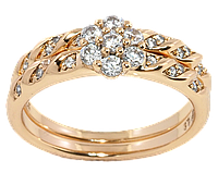 Кольцо Xuping Позолота 18K "Двойное кольцо с узором цирконием" р.17.5,18.5