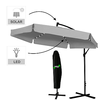 Парасоля садова з LED підсвіткою та чохлом 300 см GardenLine GAO1497 сіра