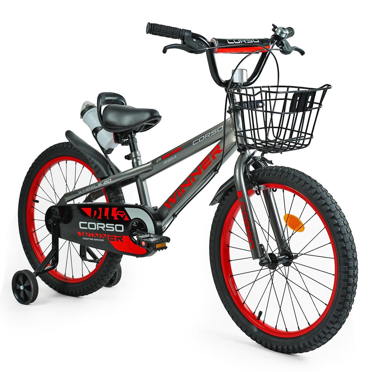 Велосипед 2-колісний 20" "CORSO" WN-20519 "Winner" сталева рама, ручне гальмо, доп колеса