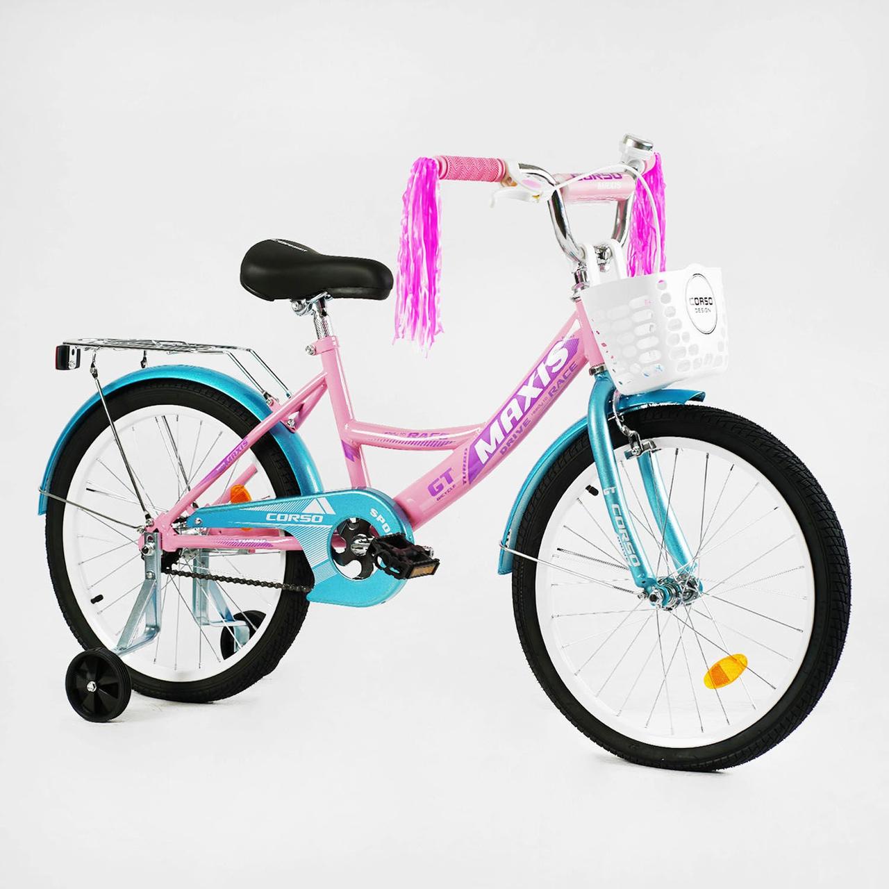 Велосипед 20 дюймів 2-колісний "CORSO" MAXIS CL-20211 кошика, прикраси, ручне гальмо