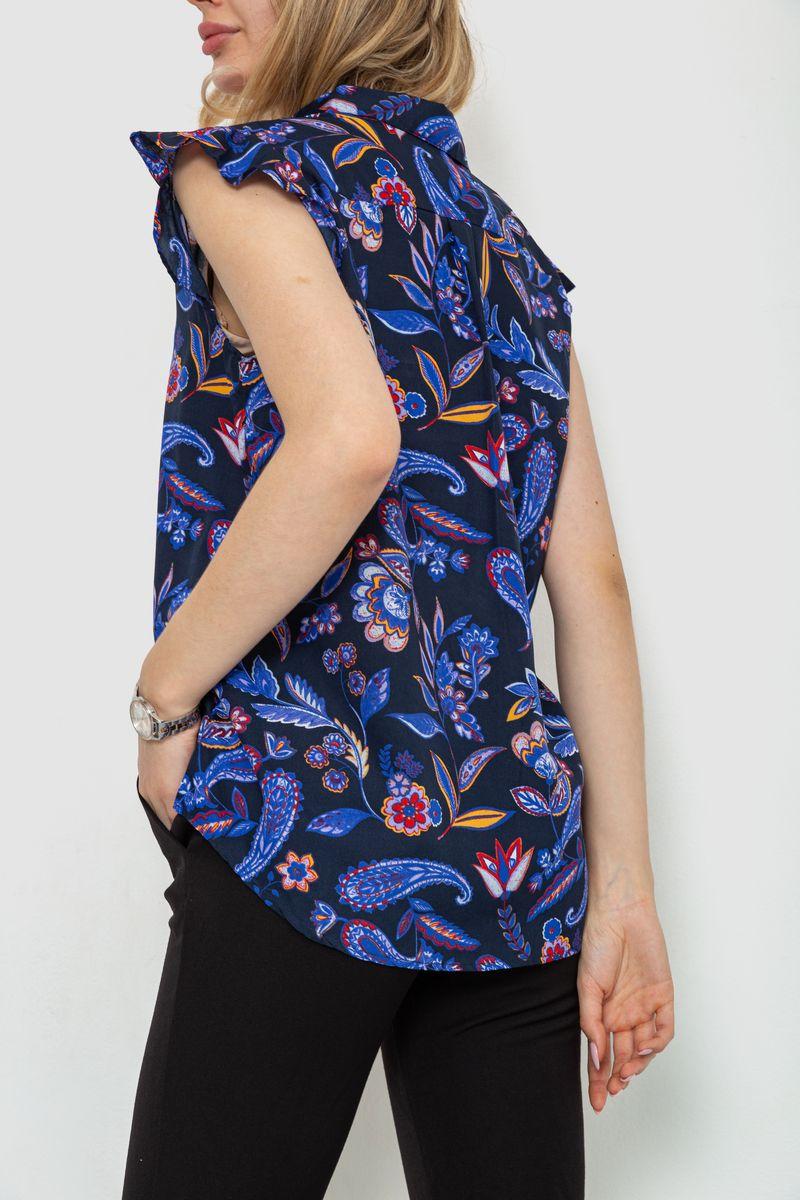 Блуза с цветочным принтом, цвет синий, 244R194 - фото 4 - id-p2190773581