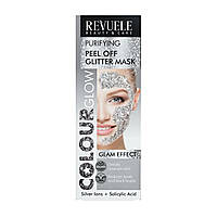 Серебристая очищающая блестящая маска-пленка для лица Revuele Color Glow 80 мл ES, код: 8213764