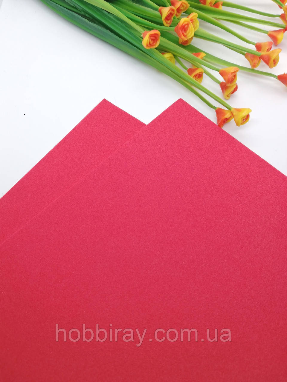 Фоамиран. Товщина 2 мм. 20*30см. Колір червоний., фото 1