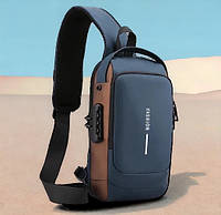 Чоловіча міська сумка рюкзак через плече Fashion з USB та кодовим замком