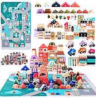 Детские развивающие деревянные кубики Kruzzel Городок 100 елементов