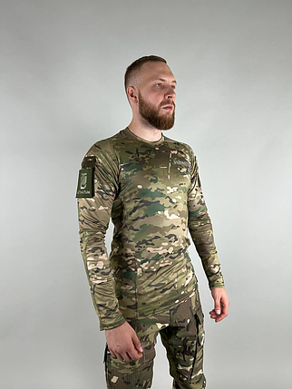 Тактичний лонгслів ULTIMATUM Tactical Мультикам, чоловіча камуфляжна армійська футболка з рукавом, фото 2