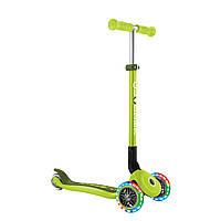 Детский самокат Globber Primo Foldable Lights Lime Green от 3 до 7 лет (432-106-3)