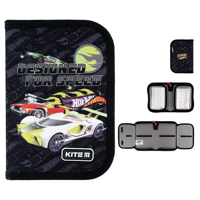 Пенал з наповненням Kite Hot Wheels HW24-622H, 1 відділення, 2 відвороти