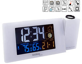 Проекційний настільний годинник з будильником Technoline WT537 (White)