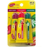 Набор бальзамов для губ Carmex (Strawberry, Cherry,Wintergreen) Lip Balm Tube 3*10 г