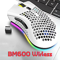 Геймерская мышка беспроводная K-Snake BM600 для ПК Ноутбука с подсветкой Bluetooth компьютерная мышь WHT