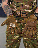 Перчатки тактические стрелковые Wallizard полнопалые койот Военные штурмовые перчатки с перфорацией Tactical