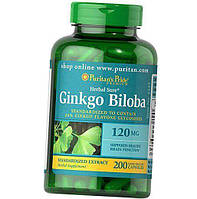 Гинкго Билоба Экстракт Ginkgo Biloba Standardized Extract 120 Caps Puritan's Pride 200капс (71367001) z15-2024