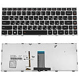 Клавіатура для ноутбука LENOVO (G40-30, G40-45, G40-70, Z40-70, Z40-75, Flex 2-14) rus, black, silver frame, підсвічування клавіш, фото 3